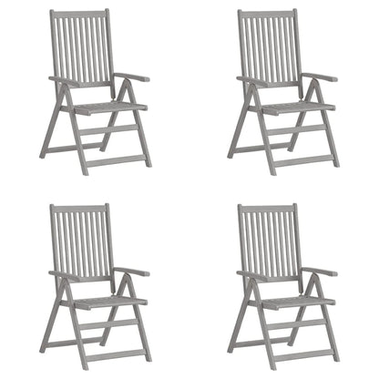 Garden Reclining Chairs 4 Pcs Grey Solid Wood Acacia