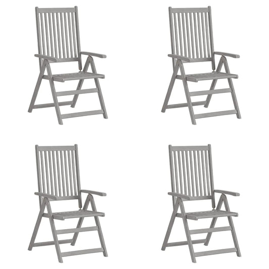 Garden Reclining Chairs 4 Pcs Grey Solid Wood Acacia
