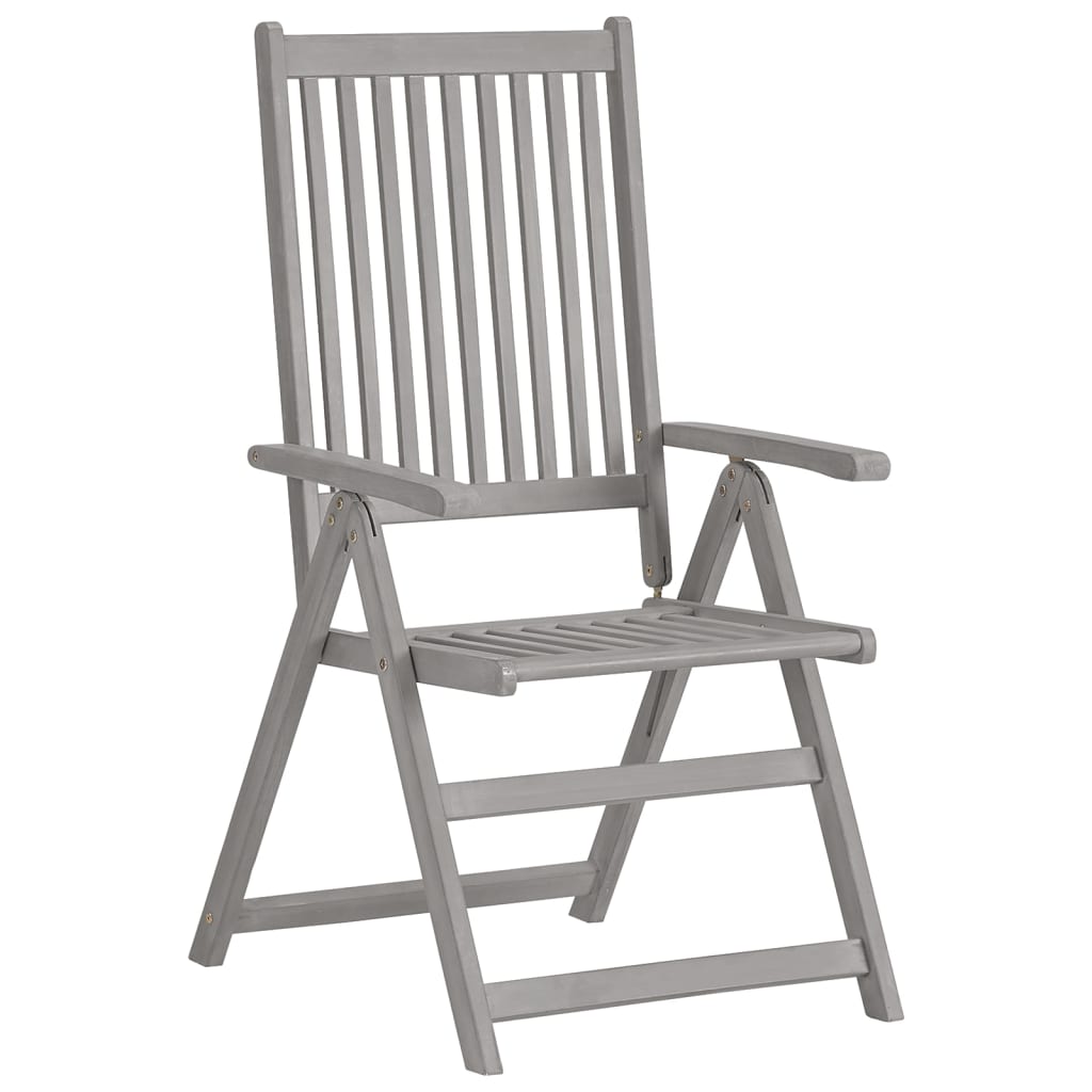 Garden Reclining Chairs 4 Pcs Grey Solid Wood Acacia