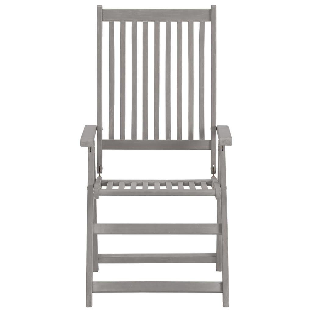 Garden Reclining Chairs 4 Pcs Grey Solid Wood Acacia