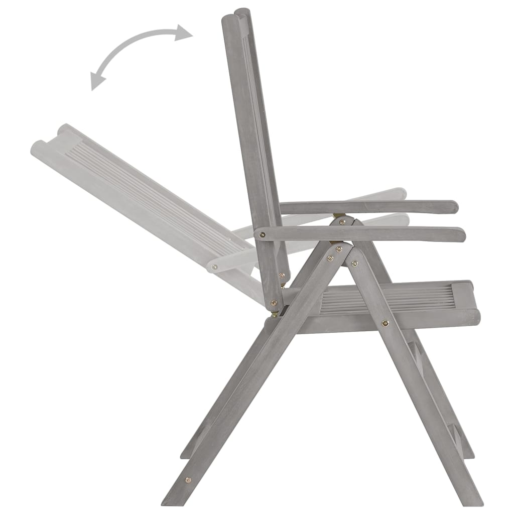 Garden Reclining Chairs 4 Pcs Grey Solid Wood Acacia