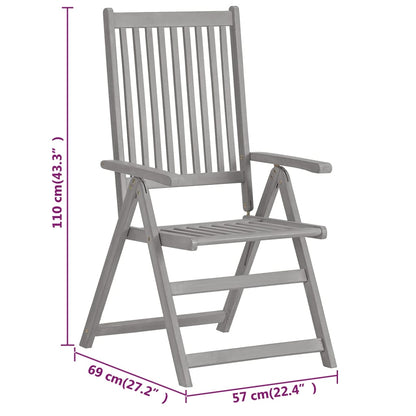 Garden Reclining Chairs 4 Pcs Grey Solid Wood Acacia