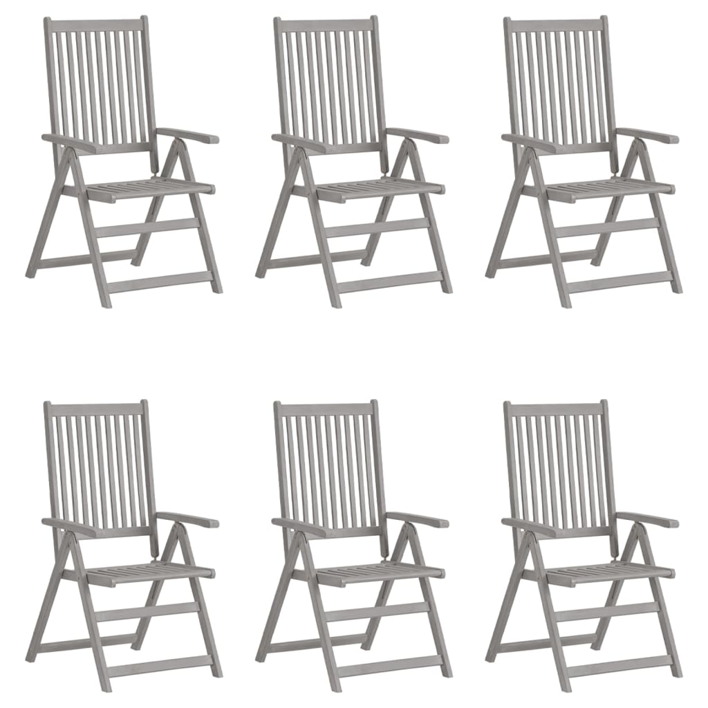 Garden Reclining Chairs 4 Pcs Grey Solid Wood Acacia
