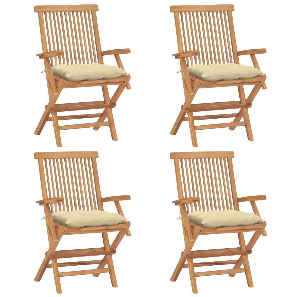 Garden Chairs With Cushions 2 Pcs Solid Teak Wood