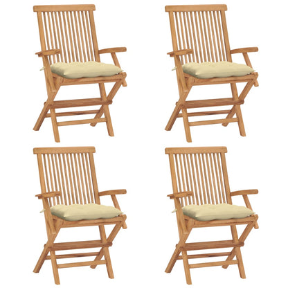 Garden Chairs With Cushions 2 Pcs Solid Teak Wood