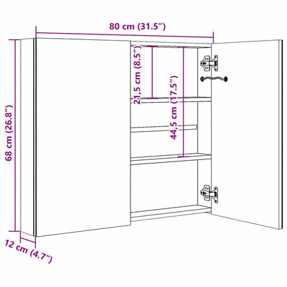 Led Bathroom Mirror Cabinet 80X12.2X68 Cm