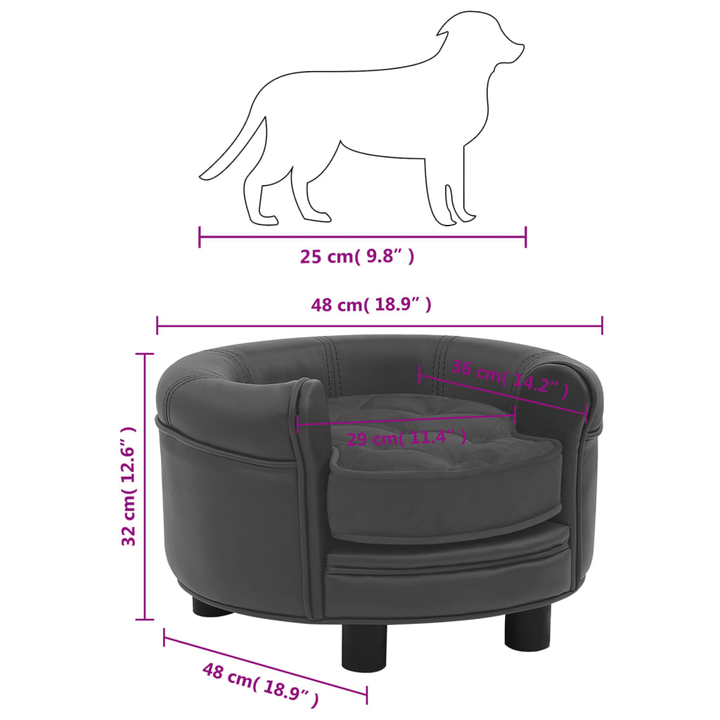 Dog Sofa 48X48X32 Cm Plush And Faux Leather