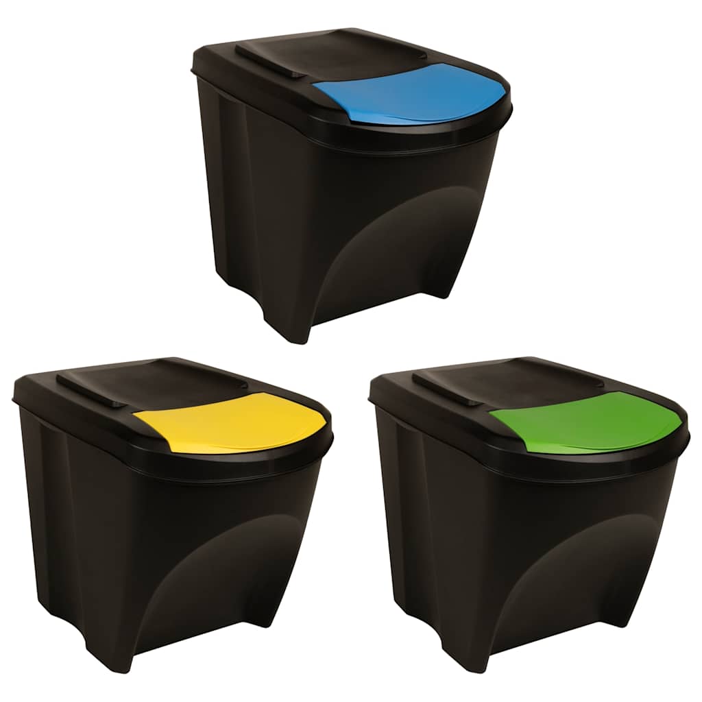 Stackable Garbage Bin Boxes 4 Pcs 100 L Polypropylene
