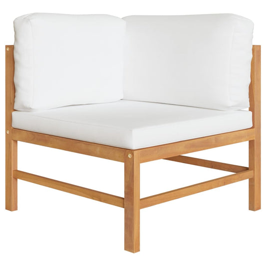 2-Seater Garden Bench With Cream Cushions Solid Teak Wood