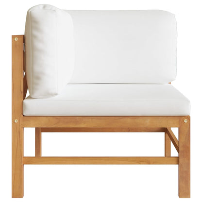 2-Seater Garden Bench With Cream Cushions Solid Teak Wood