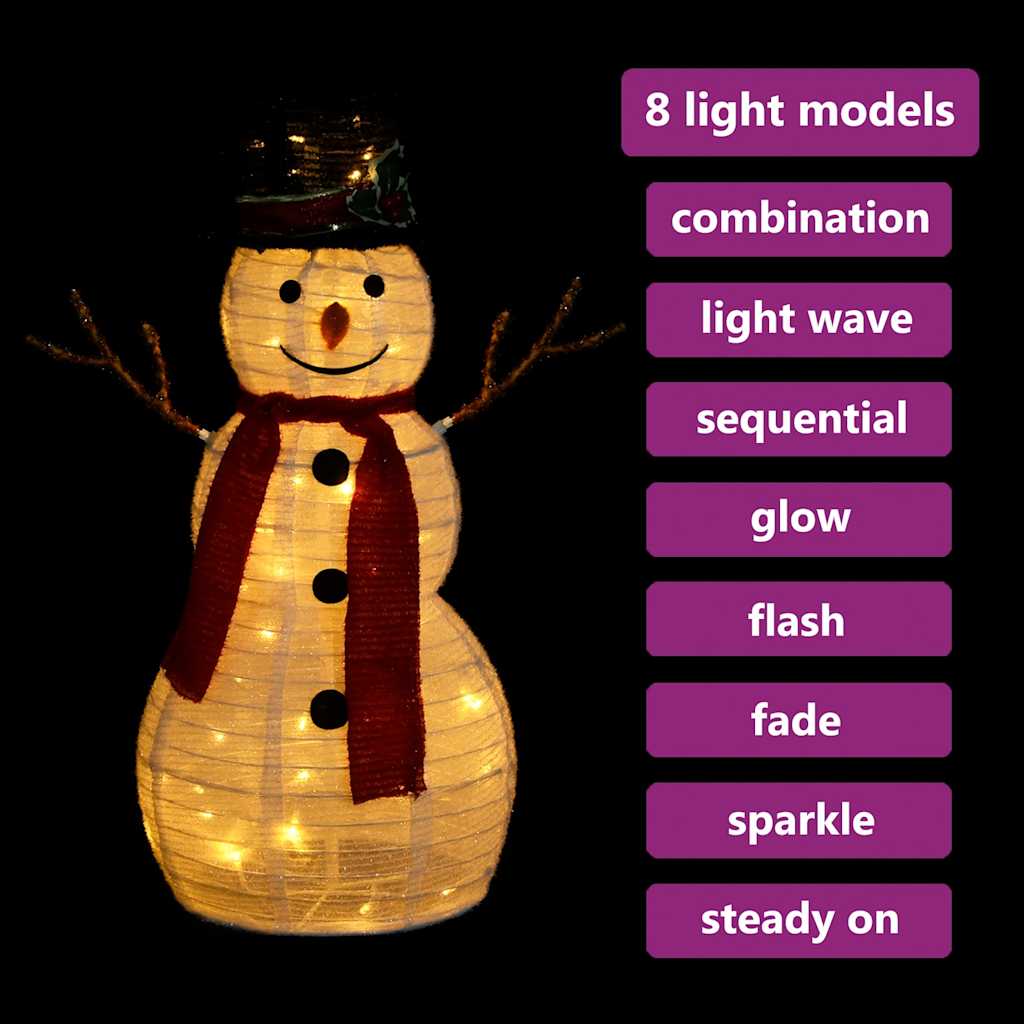 Decorative Christmas Snowman Figure With Led Luxury Fabric 60Cm
