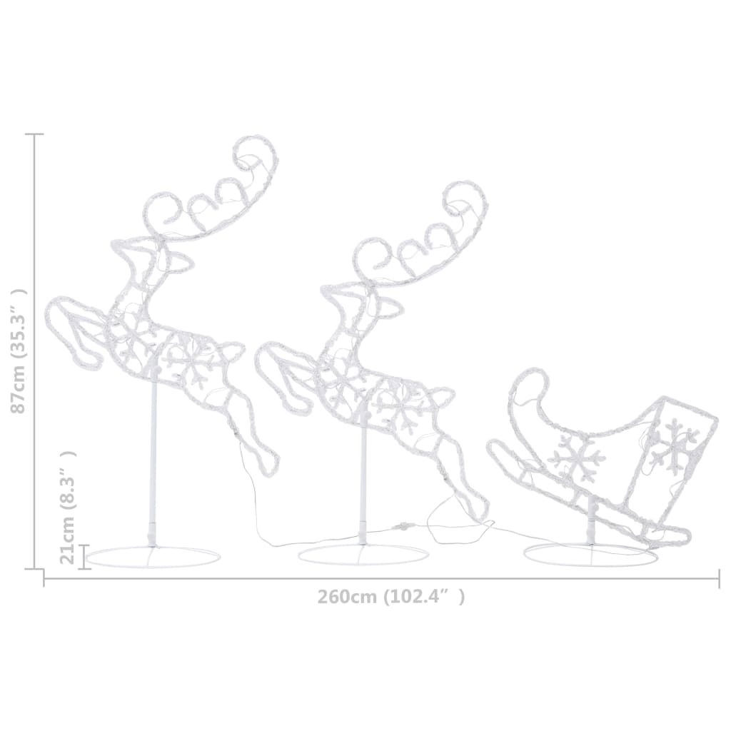 Acrylic Christmas Flying Reindeer&Sleigh 260X21X87Cm