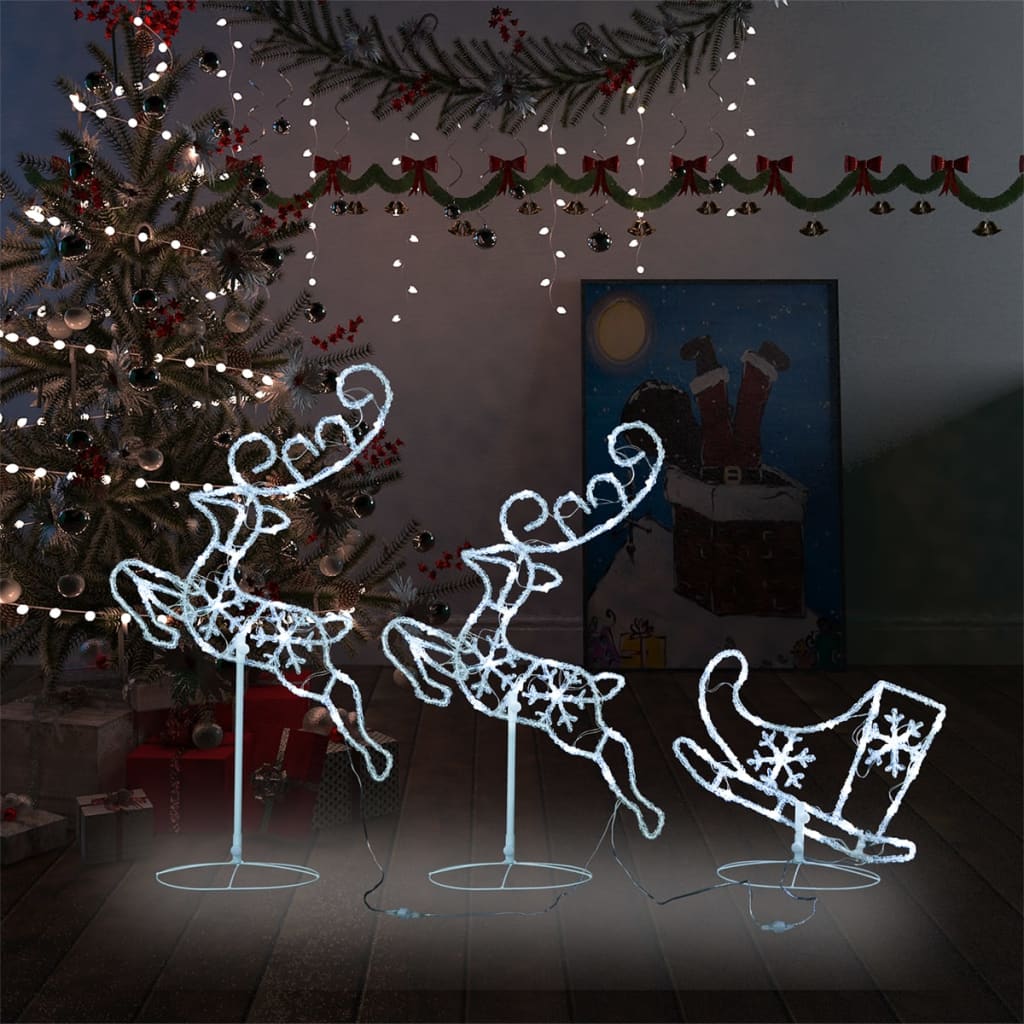 Acrylic Christmas Flying Reindeer&Sleigh 260X21X87Cm