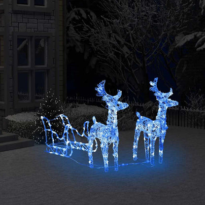 Reindeers & Sleigh Christmas Decoration 160 Leds 130 Cm Acrylic