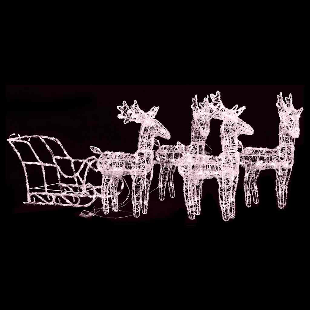 Reindeers & Sleigh Christmas Decoration 160 Leds 130 Cm Acrylic