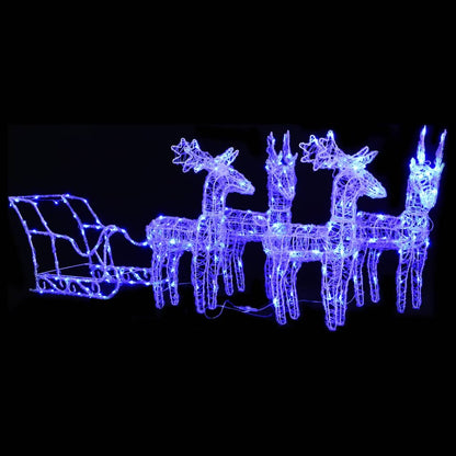 Reindeers & Sleigh Christmas Decoration 160 Leds 130 Cm Acrylic