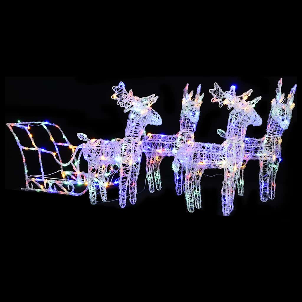 Reindeers & Sleigh Christmas Decoration 160 Leds 130 Cm Acrylic