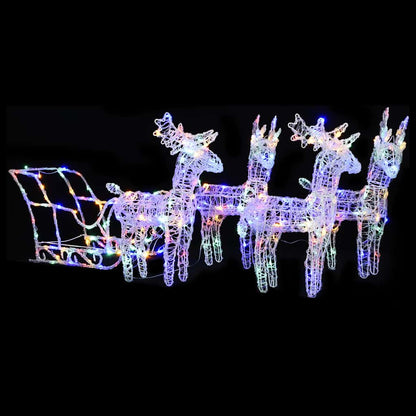 Reindeers & Sleigh Christmas Decoration 160 Leds 130 Cm Acrylic