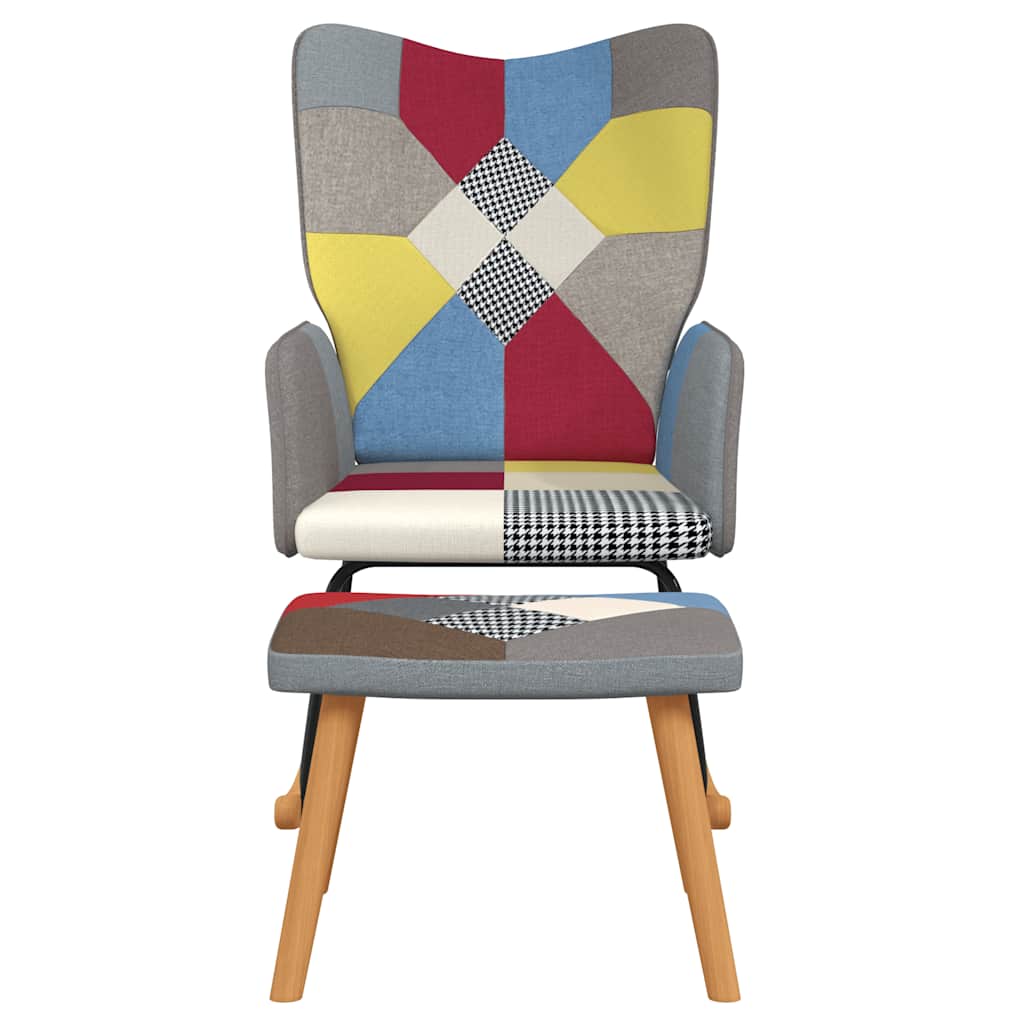 Rocking Chair With A Stool Patchwork Fabric