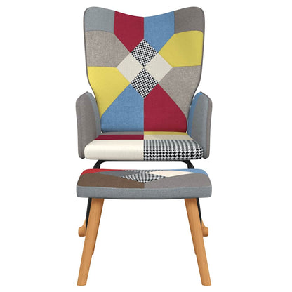Rocking Chair With A Stool Patchwork Fabric