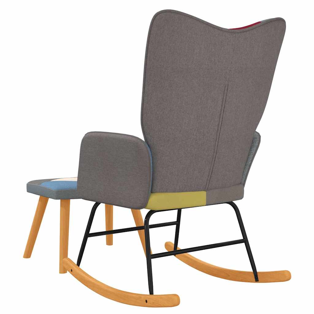 Rocking Chair With A Stool Patchwork Fabric
