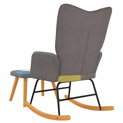 Rocking Chair With A Stool Patchwork Fabric