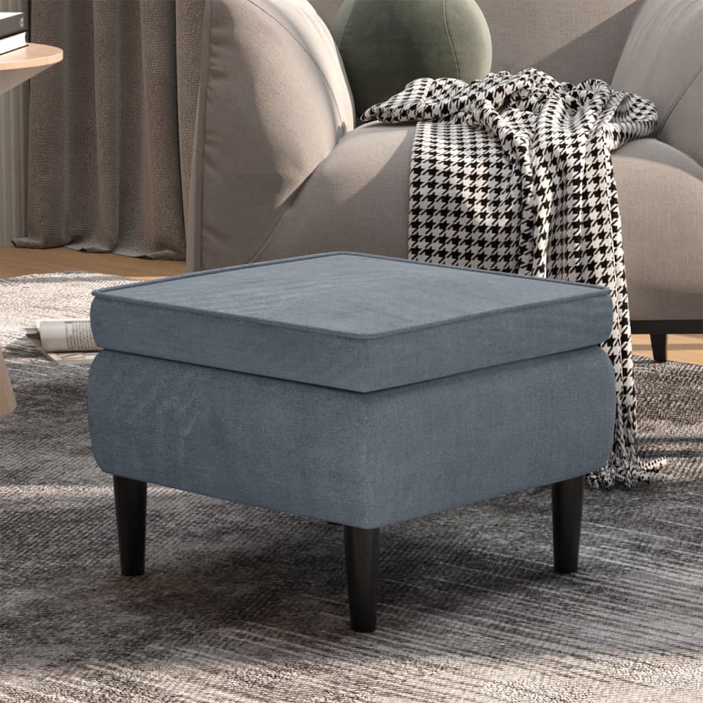Stool With Wooden Legs Velvet