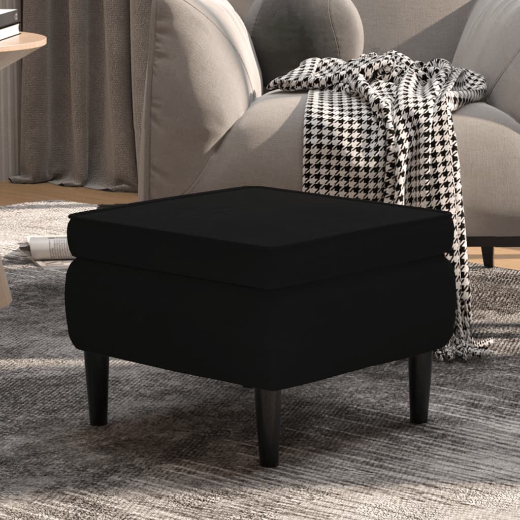 Stool With Wooden Legs Velvet
