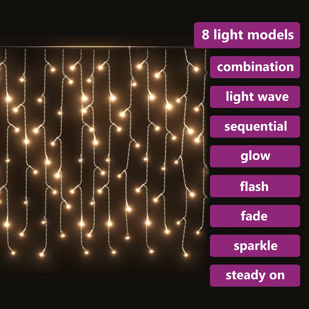 Led Curtain Icicle Lights 10M 400 Led 8 Function