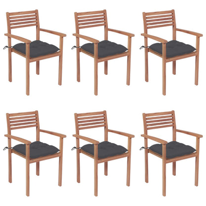 Stackable Garden Chairs With Cushions 8 Pcs Solid Teak Wood
