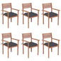 Stackable Garden Chairs With Cushions 8 Pcs Solid Teak Wood