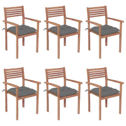Stackable Garden Chairs With Cushions 8 Pcs Solid Teak Wood