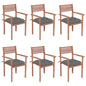 Stackable Garden Chairs With Cushions 8 Pcs Solid Teak Wood