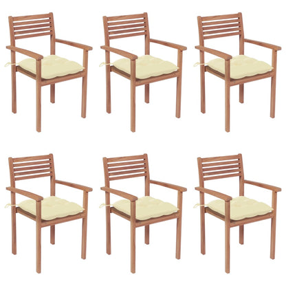 Stackable Garden Chairs With Cushions 8 Pcs Solid Teak Wood