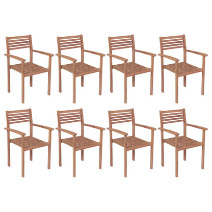 Stackable Garden Chairs 8 Pcs Solid Teak Wood
