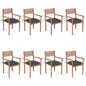 Stackable Garden Chairs With Cushions 8 Pcs Solid Teak Wood