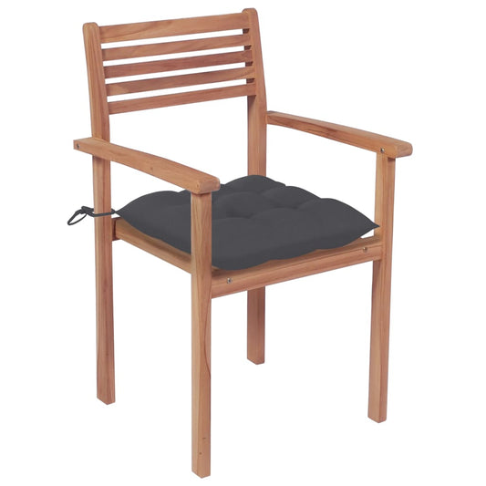 Stackable Garden Chairs With Cushions 8 Pcs Solid Teak Wood