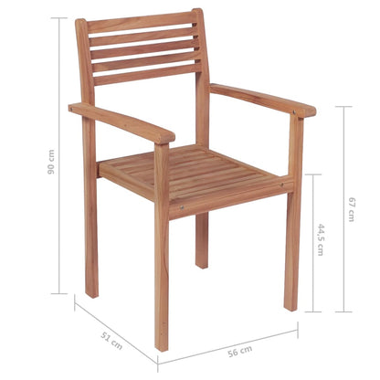 Stackable Garden Chairs With Cushions 8 Pcs Solid Teak Wood