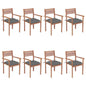 Stackable Garden Chairs With Cushions 8 Pcs Solid Teak Wood