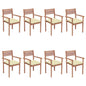 Stackable Garden Chairs With Cushions 8 Pcs Solid Teak Wood