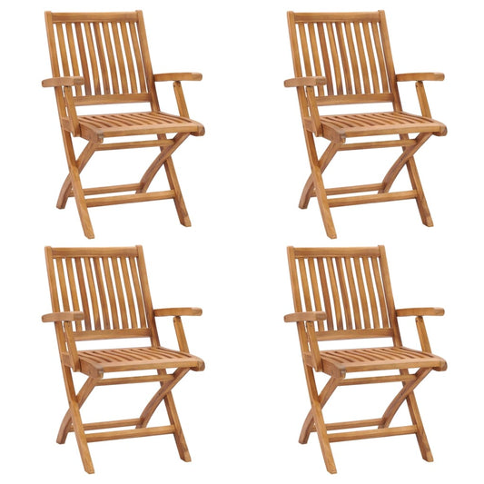 Folding Garden Chairs 4 Pcs Solid Teak Wood