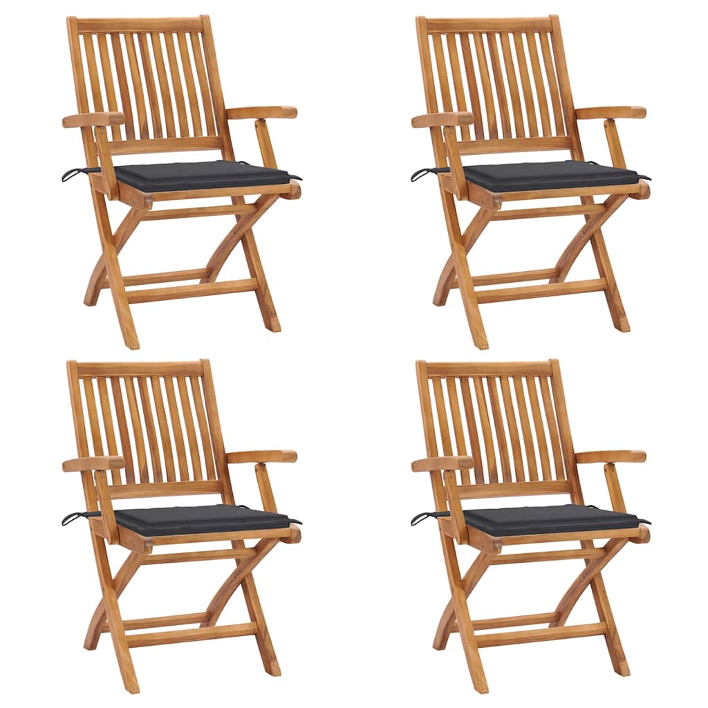 Garden Chairs 2 Pcs With Cushions Solid Teak Wood
