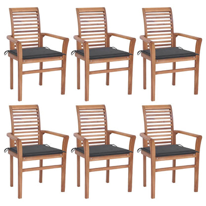 Dining Chairs 2 Pcs With Cushions Solid Teak Wood