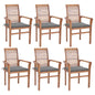 Dining Chairs 2 Pcs With Cushions Solid Teak Wood