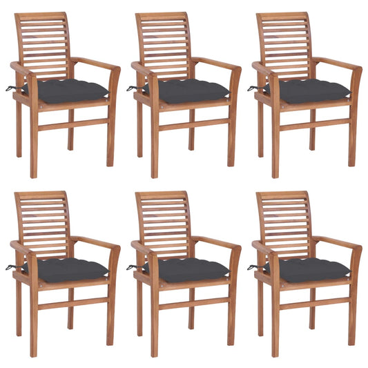 Dining Chairs 6 Pcs With Cushions Solid Teak Wood