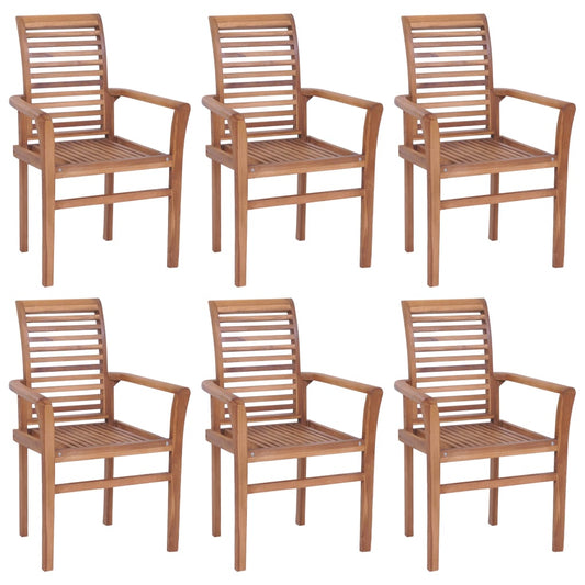 Dining Chairs 6 Pcs With Cushions Solid Teak Wood