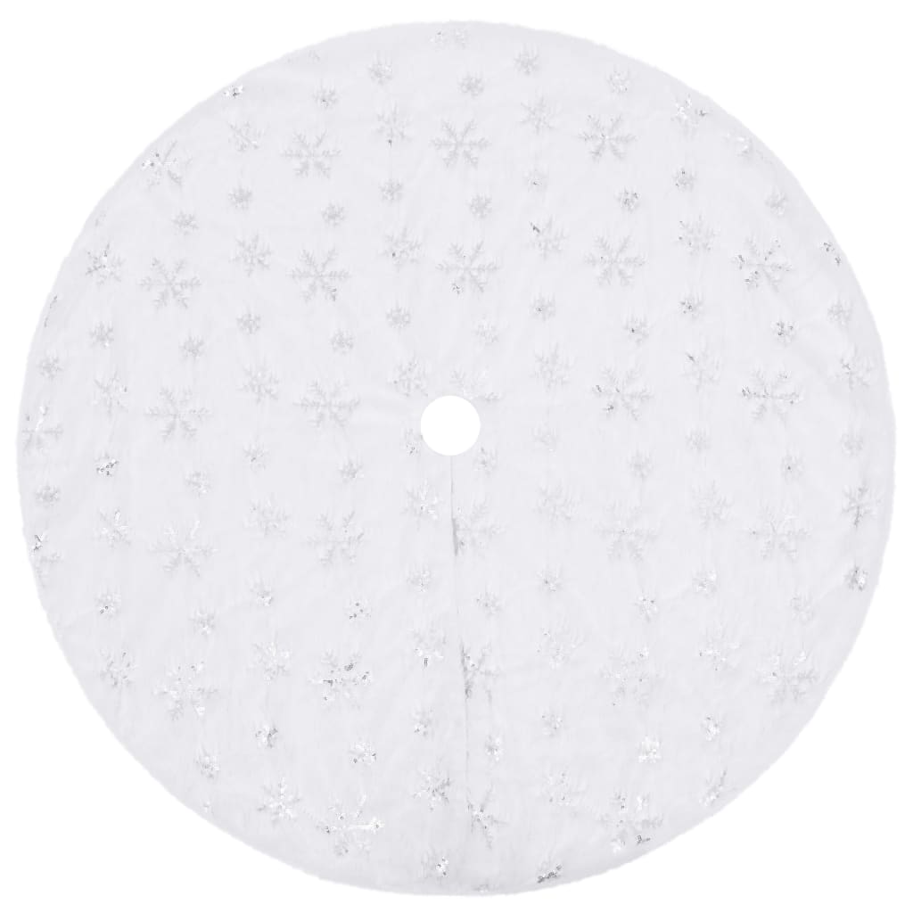 Luxury Christmas Tree Skirt White Faux Fur