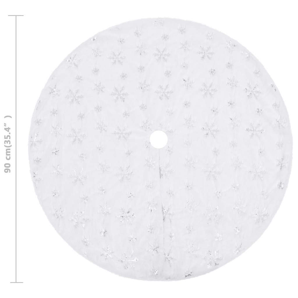 Luxury Christmas Tree Skirt White Faux Fur