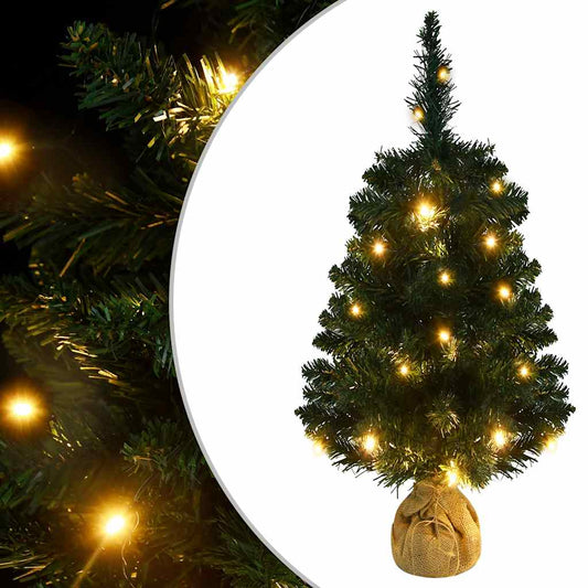 Artificial Pre-Lit Christmas Tree With Stands Green 90 Cm Pvc