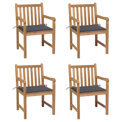 Garden Chairs 4 Pcs With Cushions Solid Teak Wood